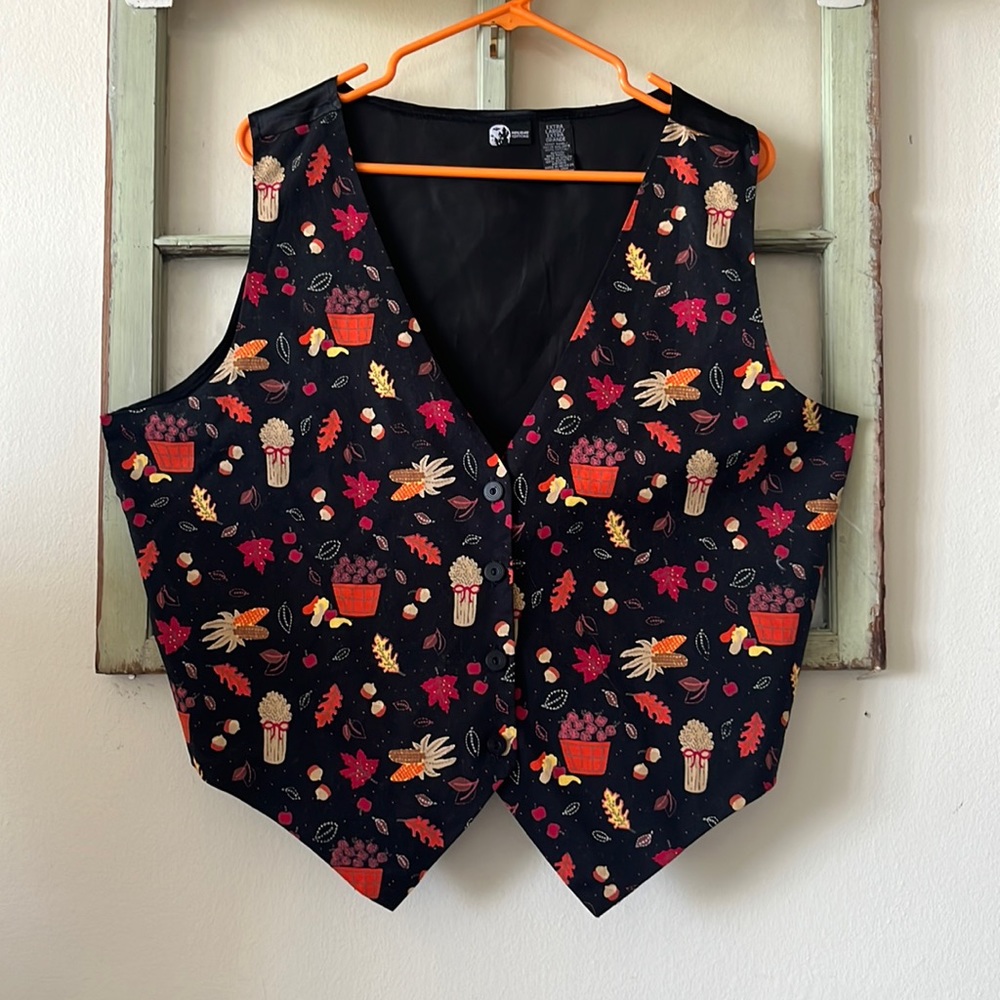 Holiday Editions Men’s Vest Seasonal Fall Autumn Black Size XL